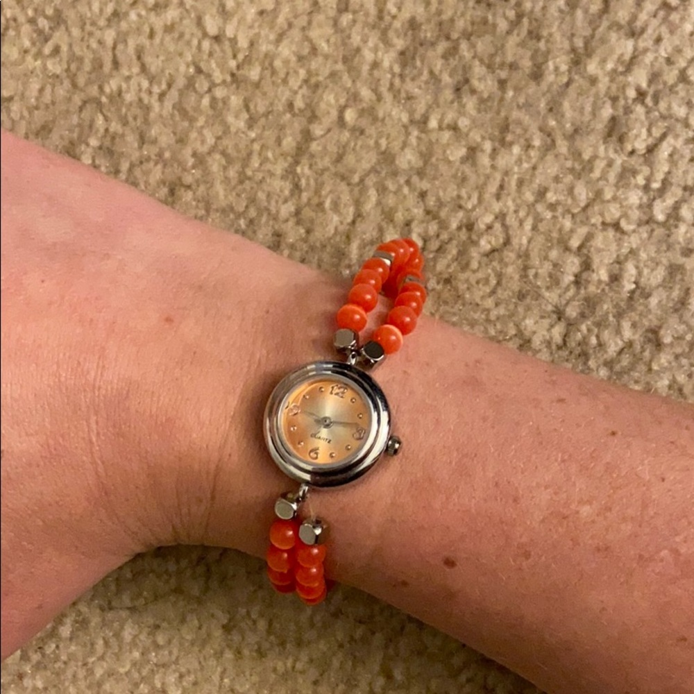 Stretchy Band Orange Watch (Needs New Battery)